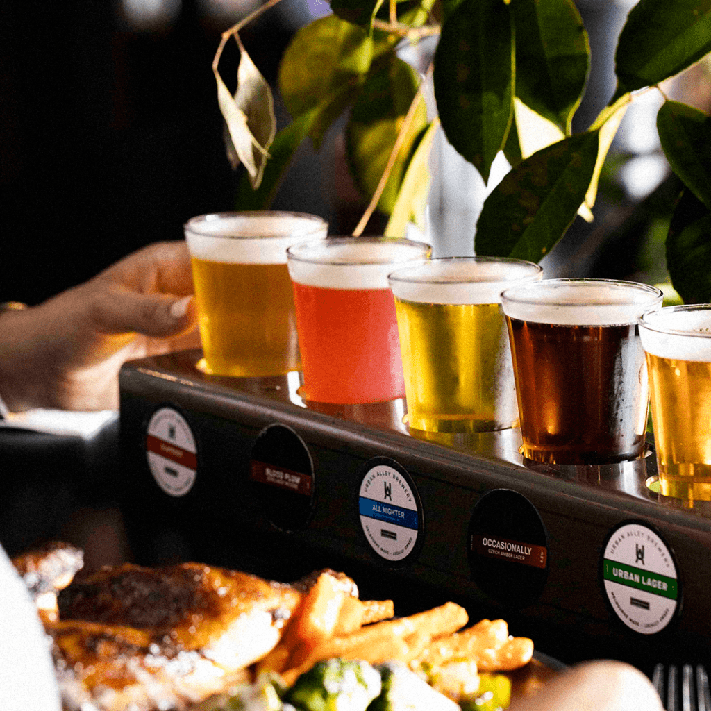 Urban Alley Brewery beer tasting flight